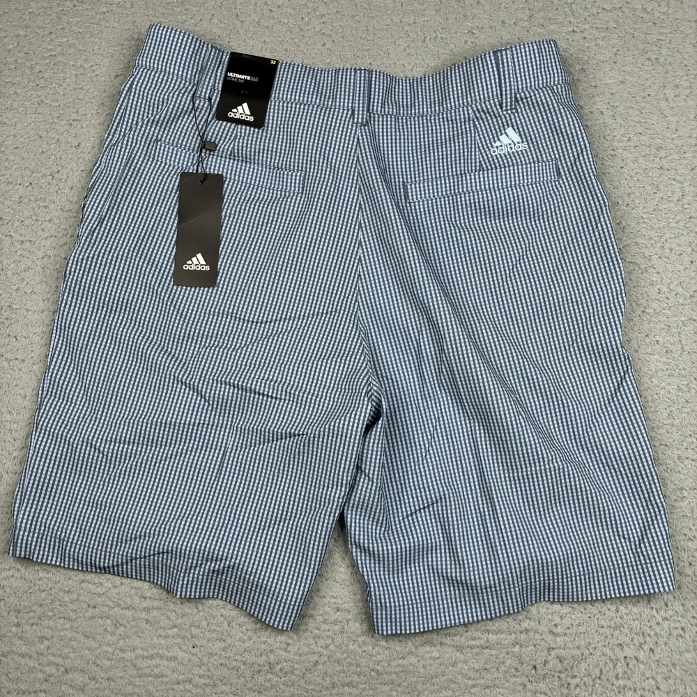 Adidas Ultimate365 Golf Shorts Men's 32 Blue Gray Gingham Woven Tech NEW